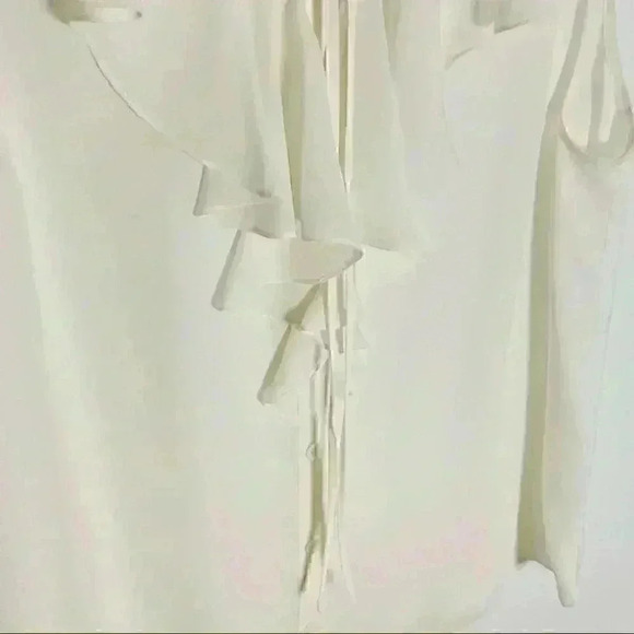 NWT Rickie Freeman for Teri Jon White Ruffle Silk Button Front Blouse - Picture 4 of 7